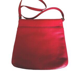 Vintage Aigner Leather Crossbody Shoulder Bag‎ Women Purse Red Adjustable Strap